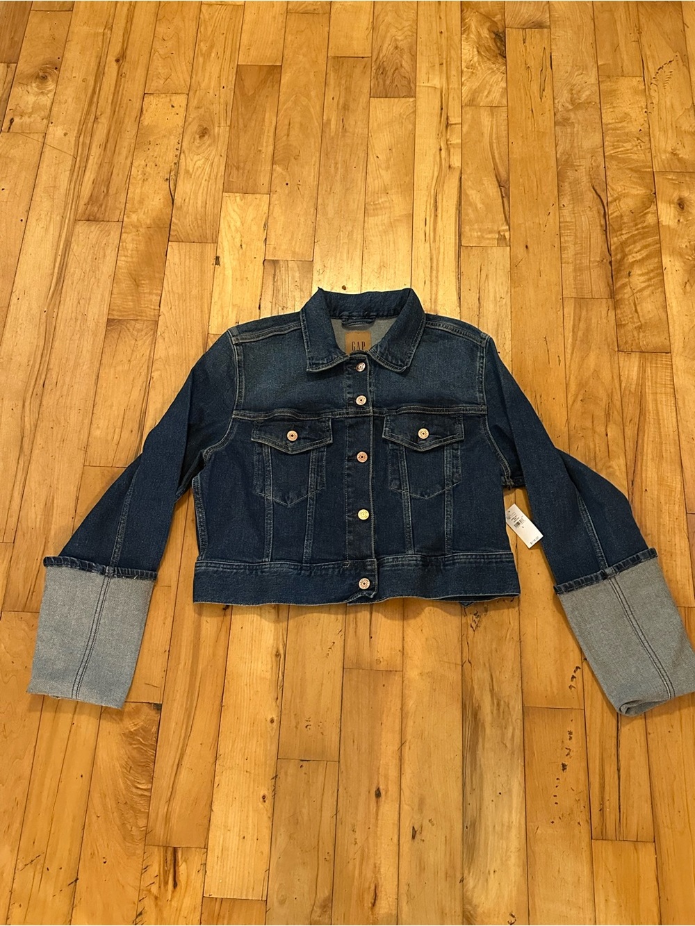 GAP Blue Cuffed  Denim Jacket - Picture 3 of 5